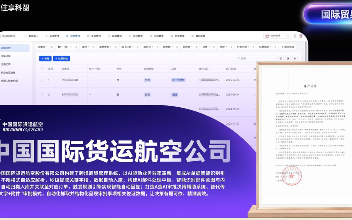 中国国际货运航空跨境商贸管理系统